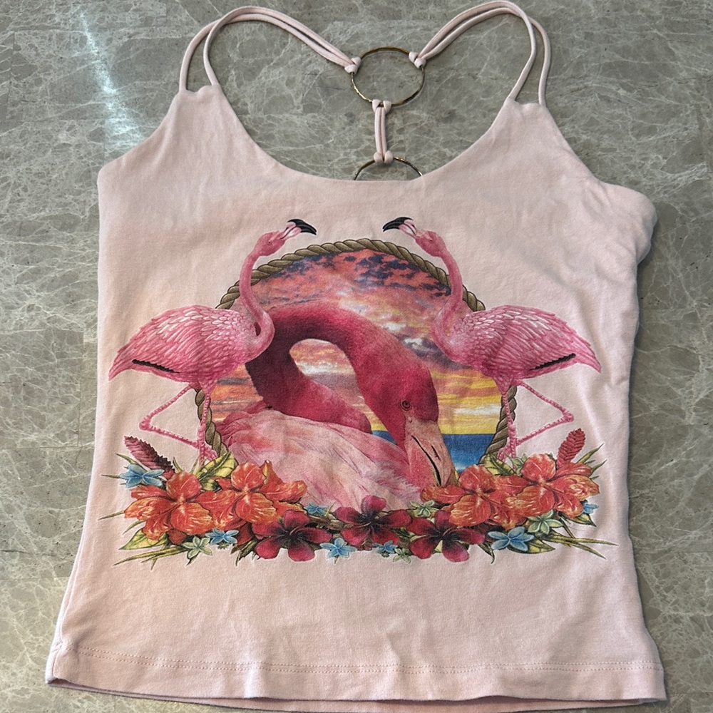 Sky Brand Pink Flamingo Graphic Tank Top